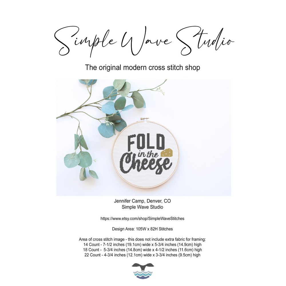 Schitt's Creek - Fold in the Cheese Quote - Counted‎ Cross Stitch Pattern Chart